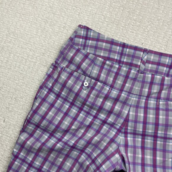 Adidas Capri Pants Womens Plaid Mid Rise Climalite Golf Athletic Casual Read - Picture 11 of 13